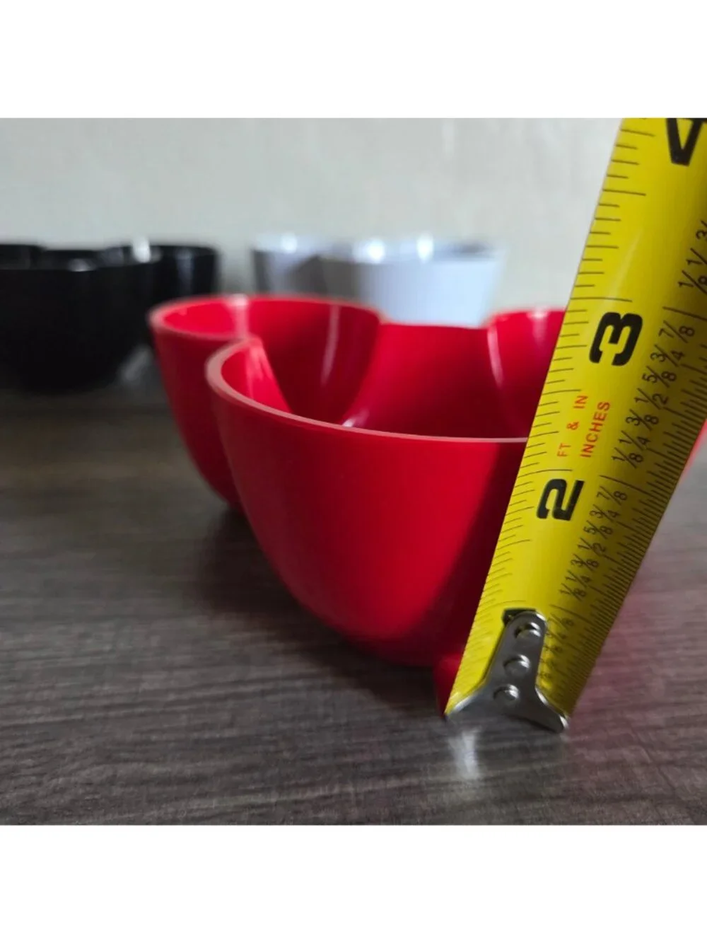Disney Mickey Mouse Ears Icon Snack Dip Bowl Set of 3 Red/Black/White Plastic